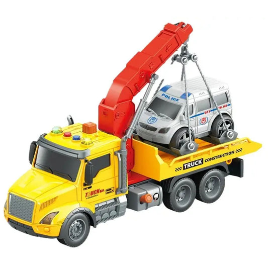City Truck 1:14 Multifunction Construction Crane Truck with Police Vehicle