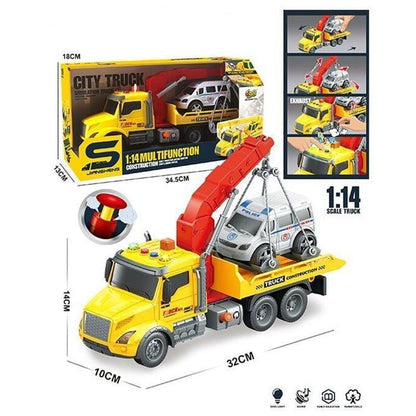 City Truck 1:14 Multifunction Construction Crane Truck with Police Vehicle